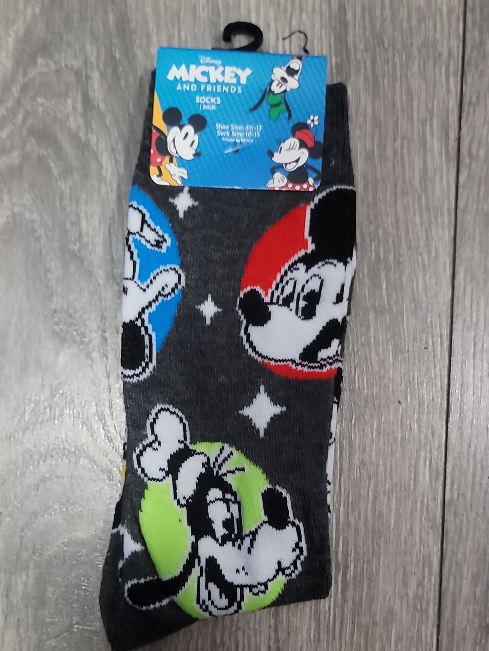 Disney Mickey Mouse Squad, Donald Duck, Goofy Gray Casual Crew Socks